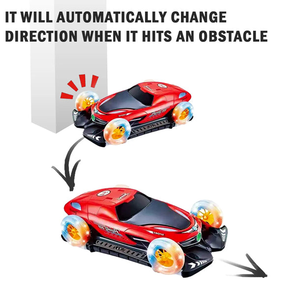 Four wheel rotating flying car