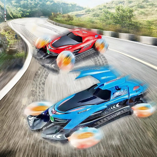 Four wheel rotating flying car