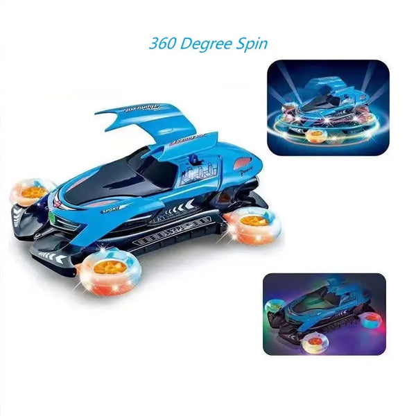 Four wheel rotating flying car