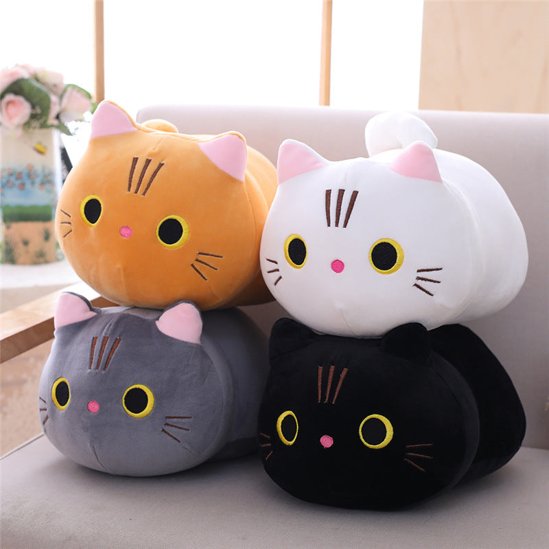 Popular Soft Cat Stuffed Animals Plush Doll Pillow Cartoon Black Orange Sleeping Hugging Cat Plush Toy