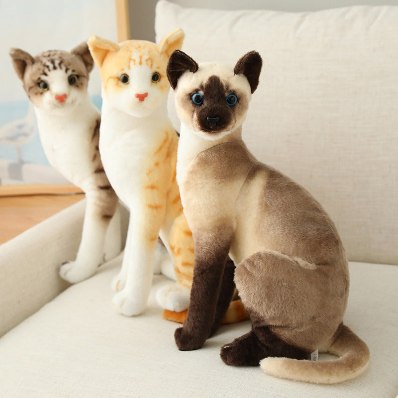 35CM Cute Real Life Plush Cats Doll Stuffed Lying Cat Plush Toys for Doll Kids Birthday Gift Home Decoration