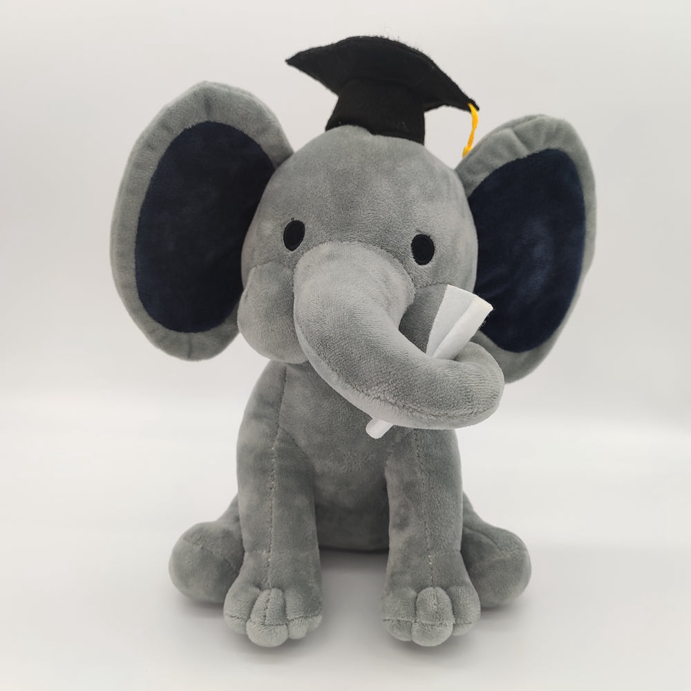 Soft Gray Pink Plush Elephant Toys Stuffed Education Big Ear Graduation Elephant Toy
