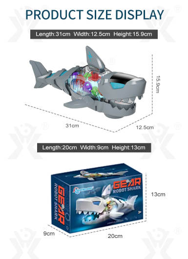 Electric Universal Flashing Lights Musical Transparent Gear Shark Toys
