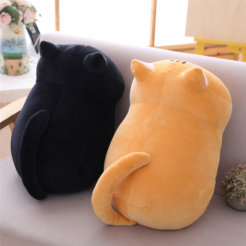 Popular Soft Cat Stuffed Animals Plush Doll Pillow Cartoon Black Orange Sleeping Hugging Cat Plush Toy