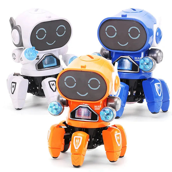 Electric Smart Dancing Robots Humanoid Flashlights Mini Six Claw Walking Music Light Dancing Robot Toy for Children Intelligent Educational Robot