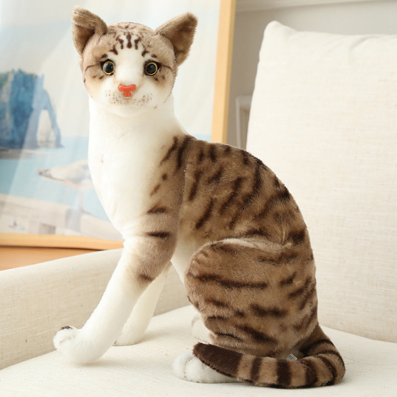 35CM Cute Real Life Plush Cats Doll Stuffed Lying Cat Plush Toys for Doll Kids Birthday Gift Home Decoration