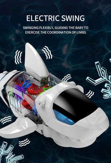 Electric Universal Flashing Lights Musical Transparent Gear Shark Toys