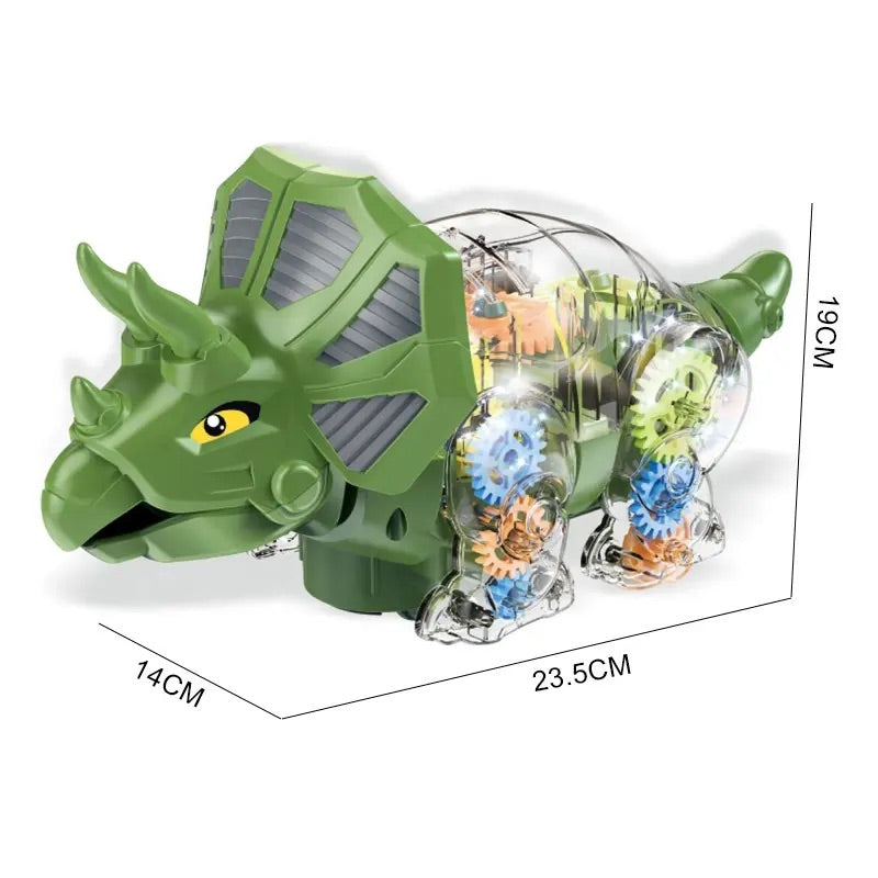 Kids Electric Walking Sound and Light Dinosaur Toy with Plastic Gear - Flashing, Musical, and Universally Entertaining