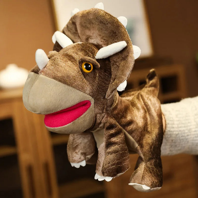 Dino Wonderland: Handcrafted Colorful Realistic Dinosaur Plush Puppet - Custom Stuffed Animal Perfect for Parent-Child Playtime