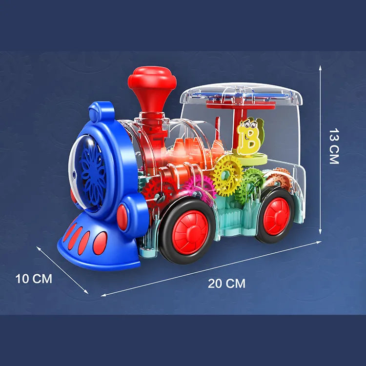 Children's Toy Electric Universal Transparent Gear Train - 360 Degree Rotating Car with Music and Light