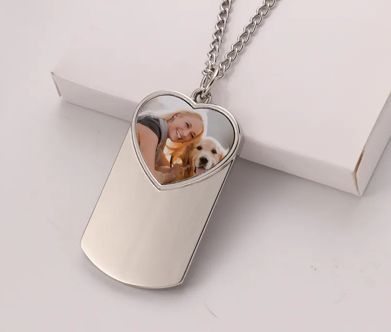 Sublimation Blanks Photo Pendant Necklace Dog Tag Necklace