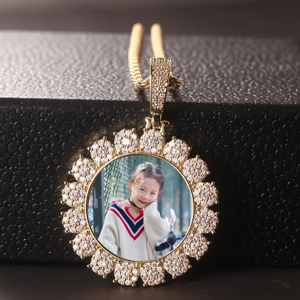 INS summer picture frame custom crystal sugar zirconium necklace lover’s street photo pendant