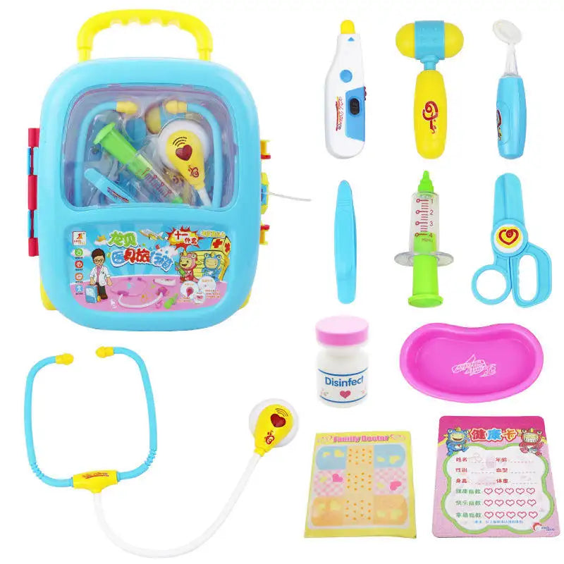 Kids Playhouse with Simulation Stethoscope - Doctor Toy Set in a Portable Trolley Suitcase and Medicine Box