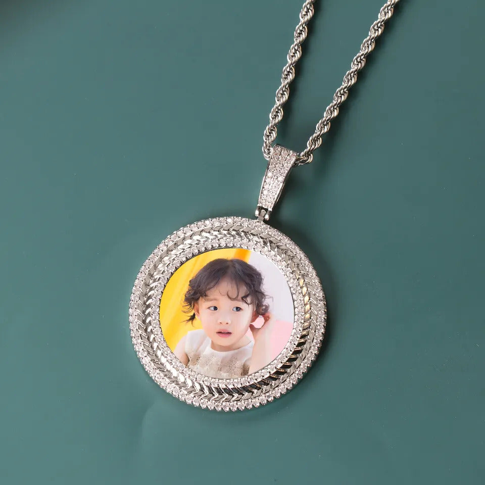Personalized Iced Out Photo Frame Necklace