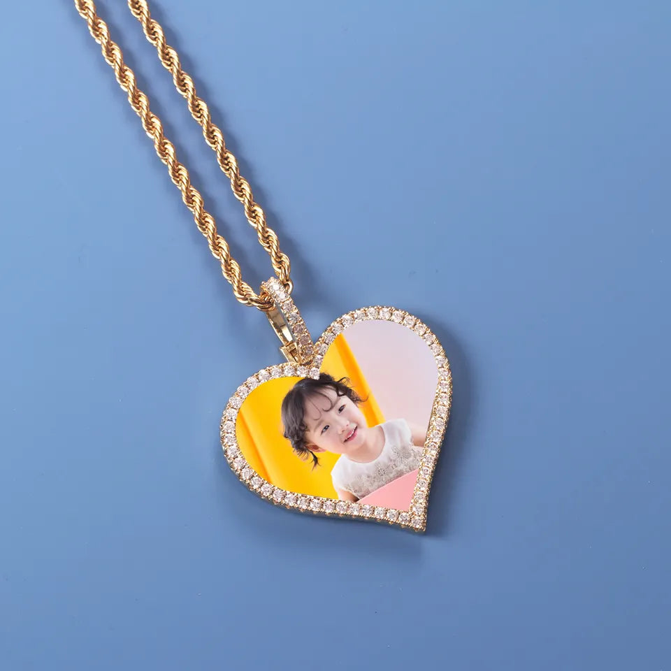 NEW Custom-Made Photo Heart Medallions Women Pendant Men’s Hip Hop Jewelry Image Picture Charm Pendant Jewelry