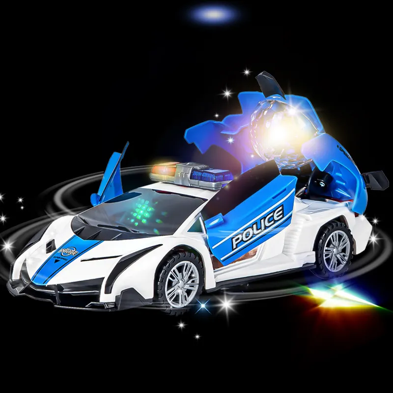 Children's electric universal wheel police car with lighting + sound effect