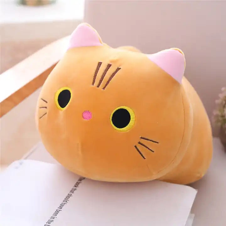 Popular Soft Cat Stuffed Animals Plush Doll Pillow Cartoon Black Orange Sleeping Hugging Cat Plush Toy
