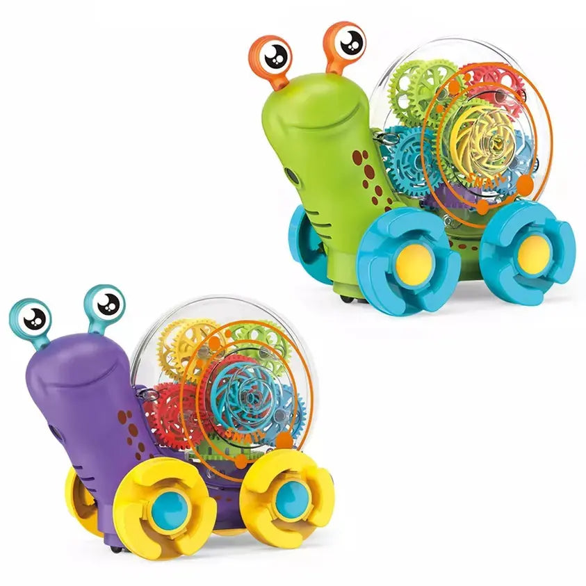 Baby Plastic Electric Transparent Gear Snail Toys - Flashing Lights, Universal Walking, and Enchanting Music