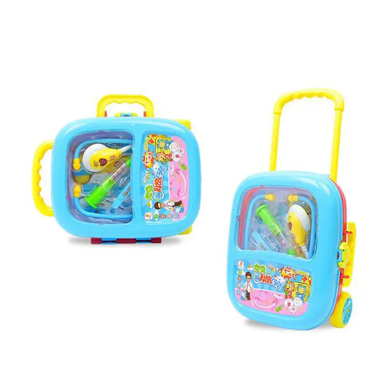 Kids Playhouse with Simulation Stethoscope - Doctor Toy Set in a Portable Trolley Suitcase and Medicine Box