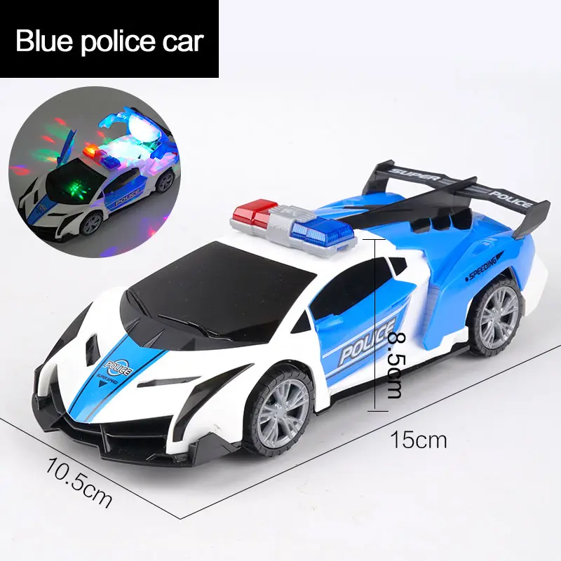Children's electric universal wheel police car with lighting + sound effect