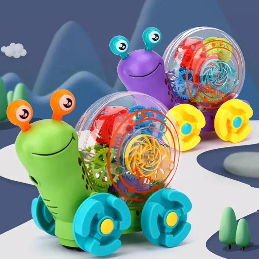 Baby Plastic Electric Transparent Gear Snail Toys - Flashing Lights, Universal Walking, and Enchanting Music
