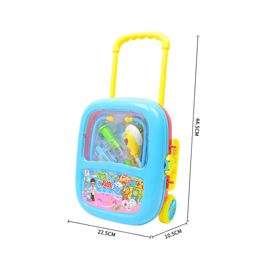 Kids Playhouse with Simulation Stethoscope - Doctor Toy Set in a Portable Trolley Suitcase and Medicine Box