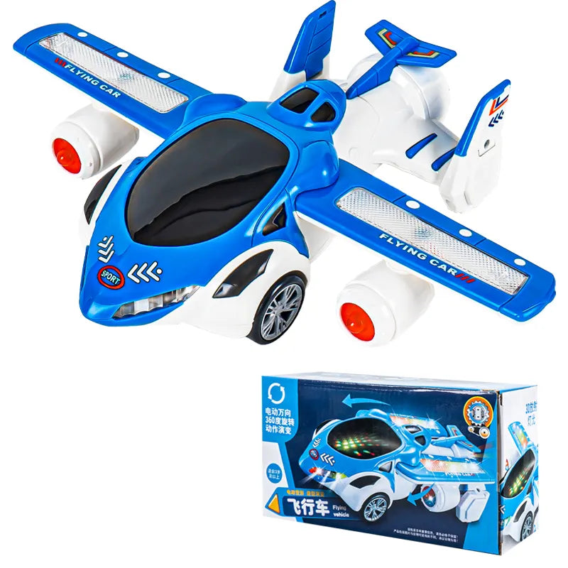 Exciting Rotate 360 degrees Battery-Operated Airplane Toy Stunt Aircraft with Lights and Sounds for Kids