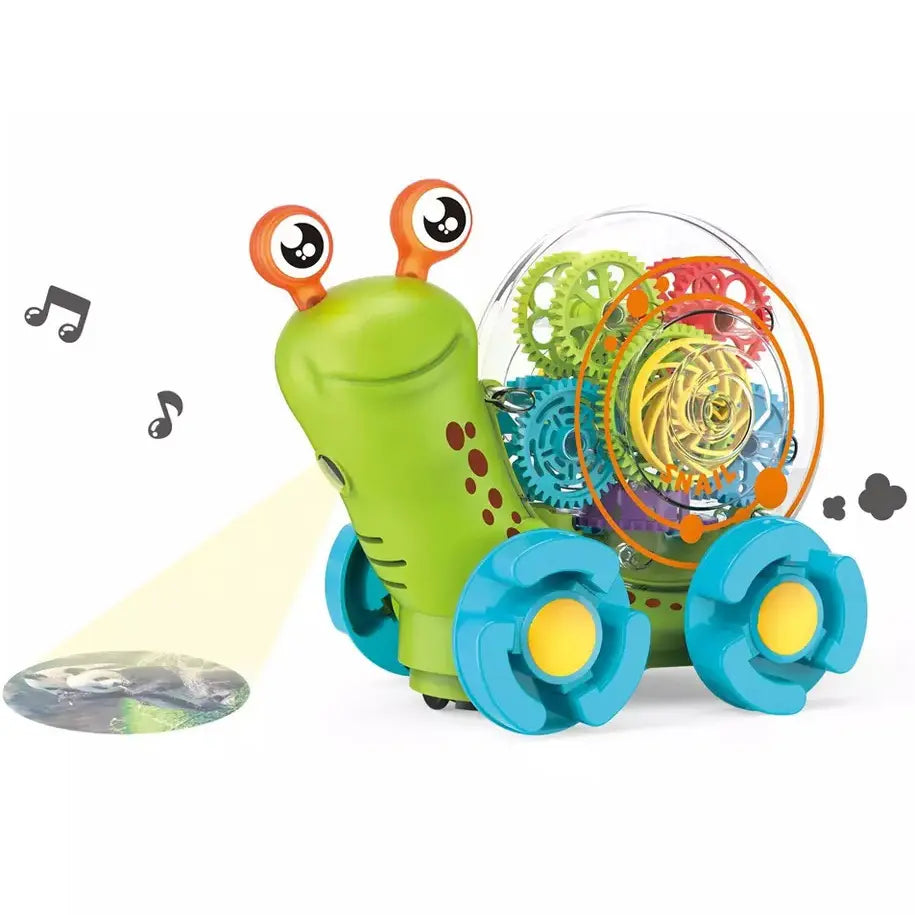 Baby Plastic Electric Transparent Gear Snail Toys - Flashing Lights, Universal Walking, and Enchanting Music