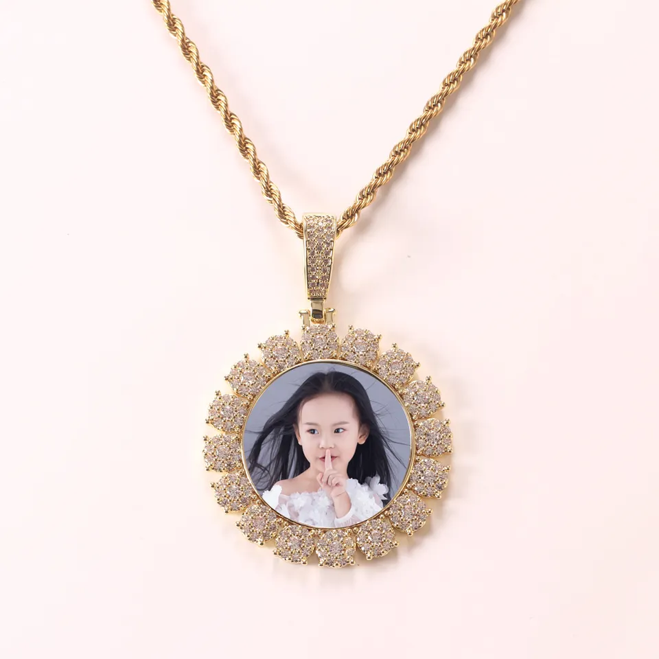 INS summer picture frame custom crystal sugar zirconium necklace lover’s street photo pendant