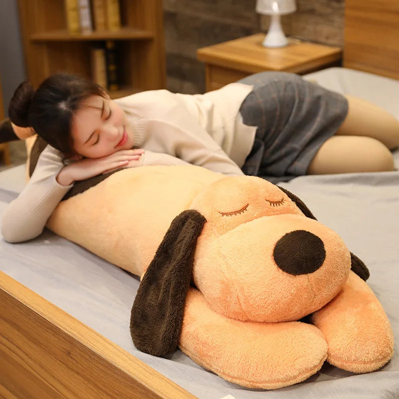 Cuddle Companion: Giant Soft Down Cotton Dog Plush Pillow - Lovably Stuffed Pet Doll for Baby's Sweet Sleep