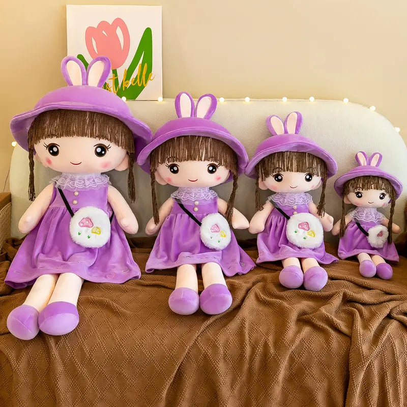 Kawaii OEM Rabbit Plush Toy: Sweet and Cute Plushie Dolls with Bag for Girls - Adorable Rag Doll Bunny Toys, Best Birthday Gift, Soft Huggable Stuffed Doll
