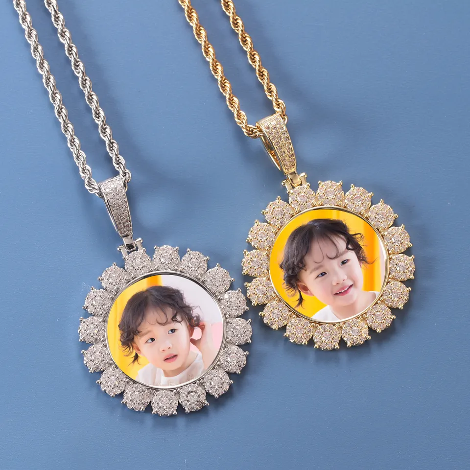 INS summer picture frame custom crystal sugar zirconium necklace lover’s street photo pendant