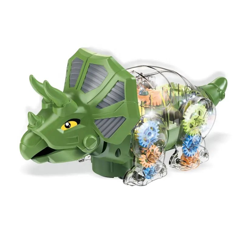 Kids Electric Walking Sound and Light Dinosaur Toy with Plastic Gear - Flashing, Musical, and Universally Entertaining