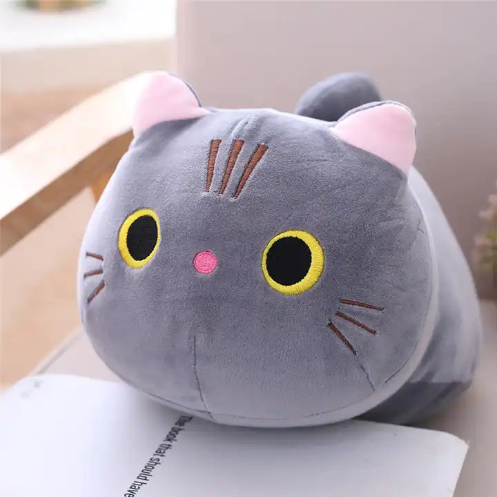 Popular Soft Cat Stuffed Animals Plush Doll Pillow Cartoon Black Orange Sleeping Hugging Cat Plush Toy