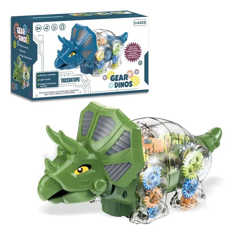 Kids Electric Walking Sound and Light Dinosaur Toy with Plastic Gear - Flashing, Musical, and Universally Entertaining