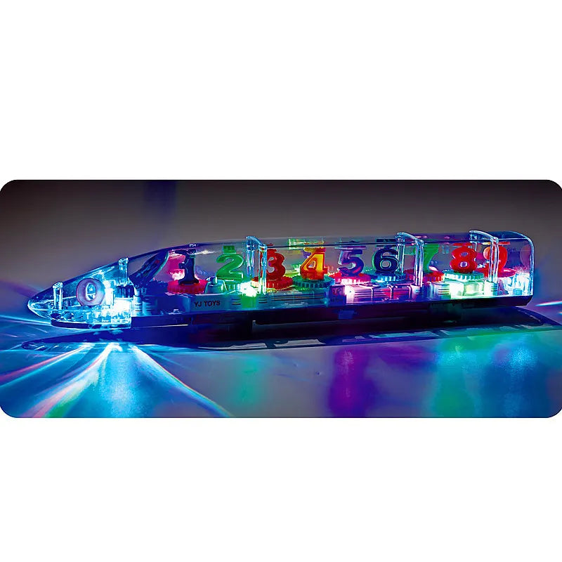 Kids Battery Operated Toys - Electric Universal Wheel Transparent Gear Train Toy with Music and Light