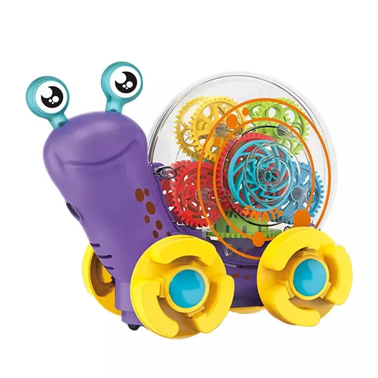 Baby Plastic Electric Transparent Gear Snail Toys - Flashing Lights, Universal Walking, and Enchanting Music