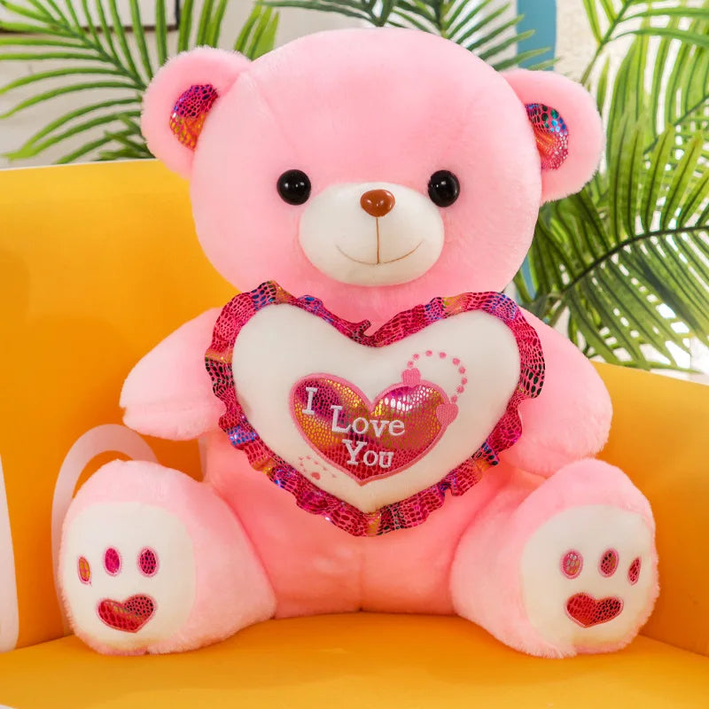 Valentine’s Day Teddy Bear with Heart and Soft Illuminating Light - Stuffed Animal Edition