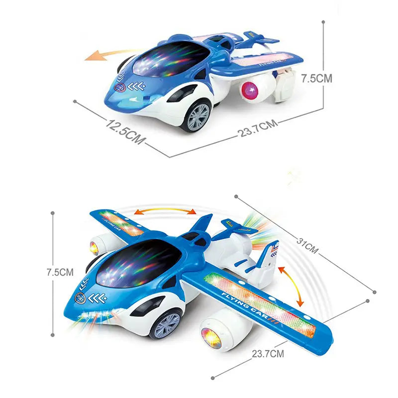 Exciting Rotate 360 degrees Battery-Operated Airplane Toy Stunt Aircraft with Lights and Sounds for Kids