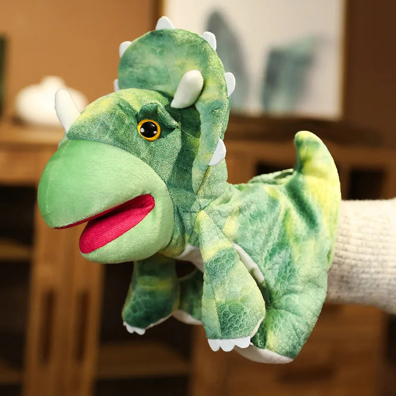 Dino Wonderland: Handcrafted Colorful Realistic Dinosaur Plush Puppet - Custom Stuffed Animal Perfect for Parent-Child Playtime