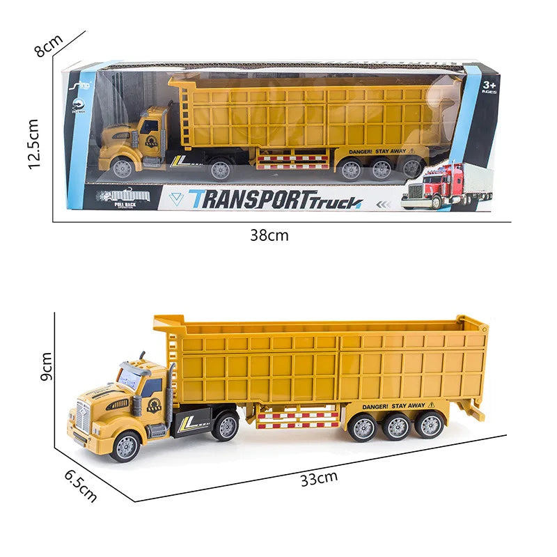 Rev up the Fun: Heavy-Duty Electric Transport Fleet Toy Car Set with Engineering Car, Tractor, and Dump Truck