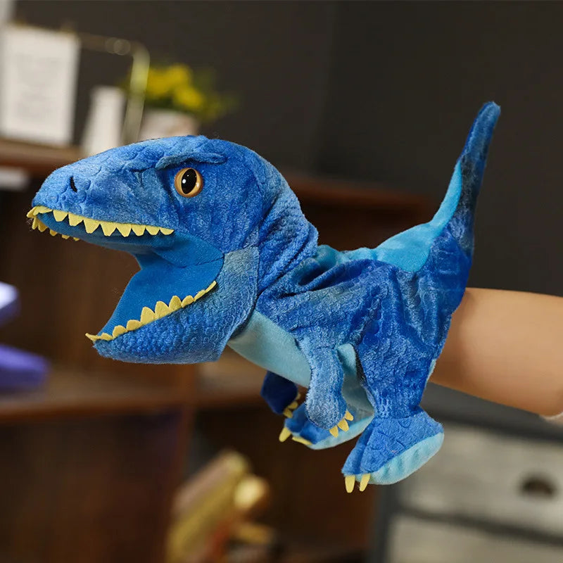 Dino Wonderland: Handcrafted Colorful Realistic Dinosaur Plush Puppet - Custom Stuffed Animal Perfect for Parent-Child Playtime