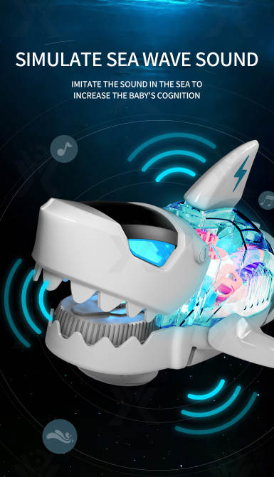 Electric Universal Flashing Lights Musical Transparent Gear Shark Toys