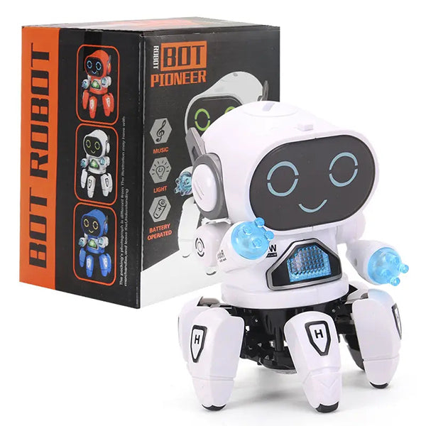 Electric Smart Dancing Robots Humanoid Flashlights Mini Six Claw Walking Music Light Dancing Robot Toy for Children Intelligent Educational Robot