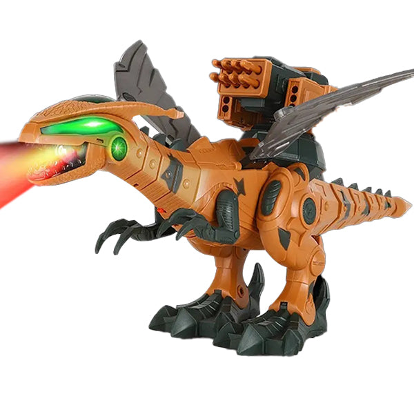 Electronic Walking Dinosaur Robot Toys with Mist Spray Lights Eyes Roaring Sounds and Swinging Tail Action for Kids