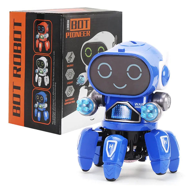 Electric Smart Dancing Robots Humanoid Flashlights Mini Six Claw Walking Music Light Dancing Robot Toy for Children Intelligent Educational Robot