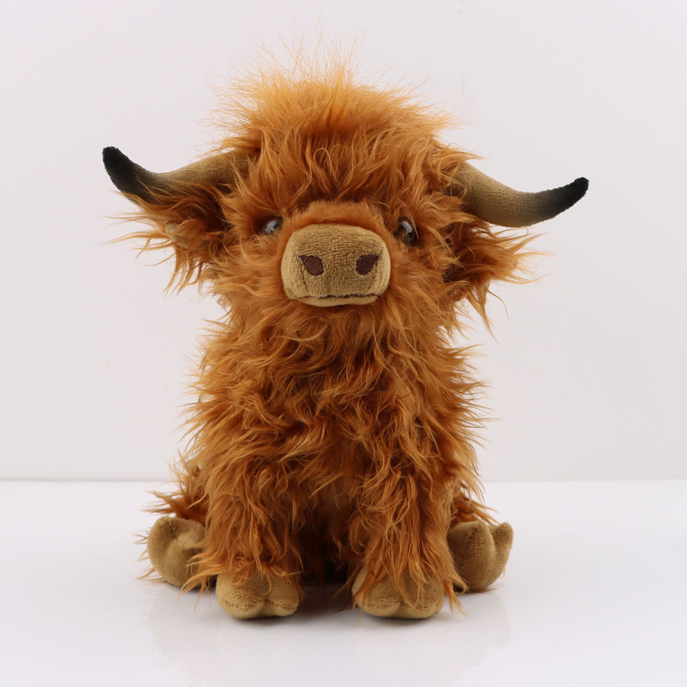 Highland Cow Stuffed Animal Plush Toys Cute Simulated Long- Haired Highland Cow Plush Toy