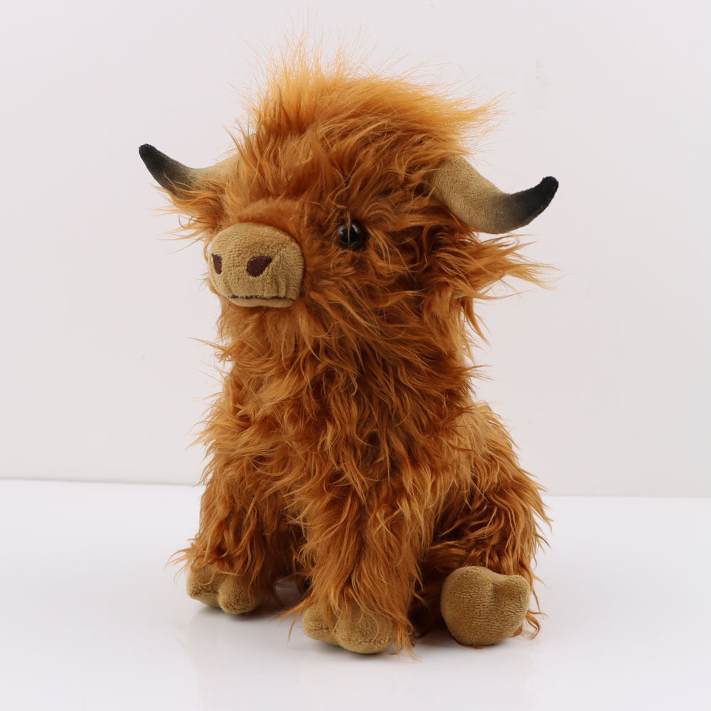 Highland Cow Stuffed Animal Plush Toys Cute Simulated Long- Haired Highland Cow Plush Toy