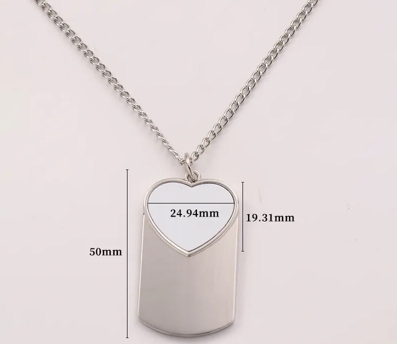 Sublimation Blanks Photo Pendant Necklace Dog Tag Necklace