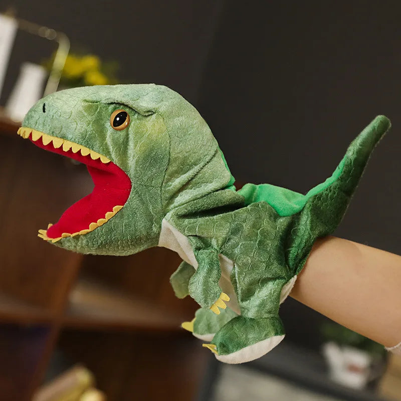 Dino Wonderland: Handcrafted Colorful Realistic Dinosaur Plush Puppet - Custom Stuffed Animal Perfect for Parent-Child Playtime